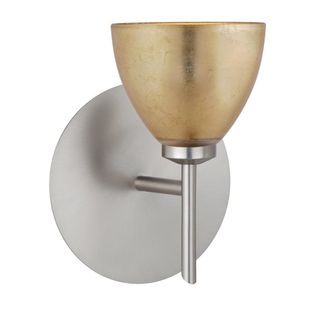 Besa Lighting Divi Mini Sconce, Gold Foil, Satin Nickel Finish, 1x5W LED 1SW-1758GF-LED-SN